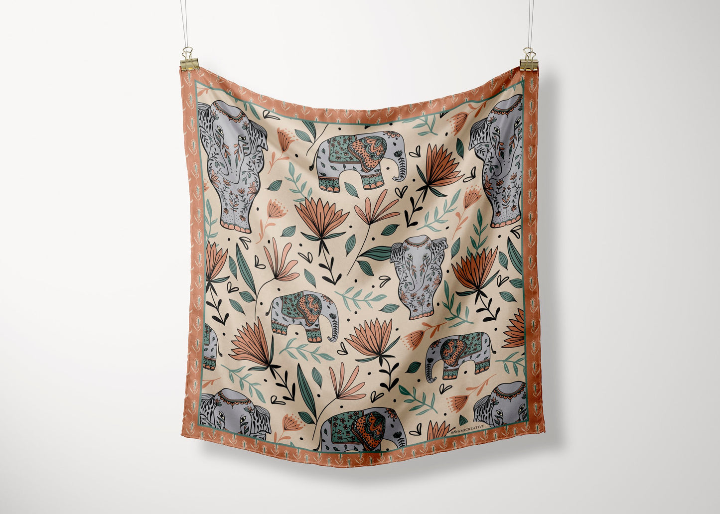 Elephant Jungle Silk Scarf