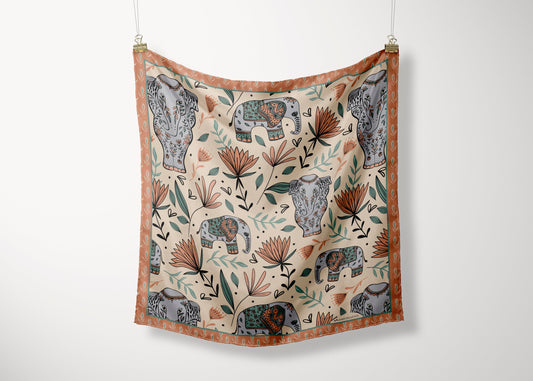 Elephant Jungle Silk Scarf