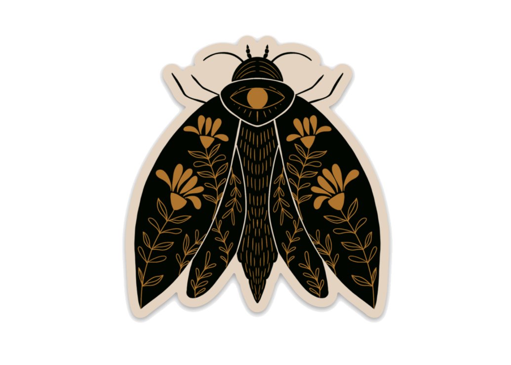 Grey Vines Moth Vinyl Sticker