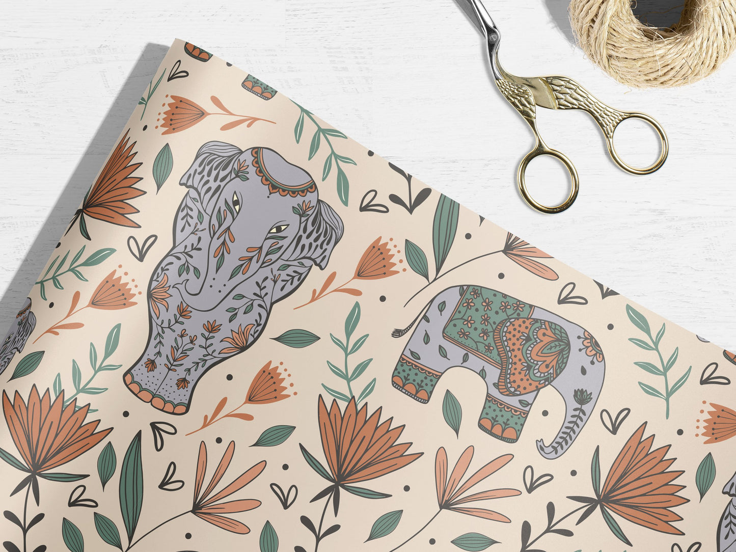 Elephant Jungle Wrapping Paper
