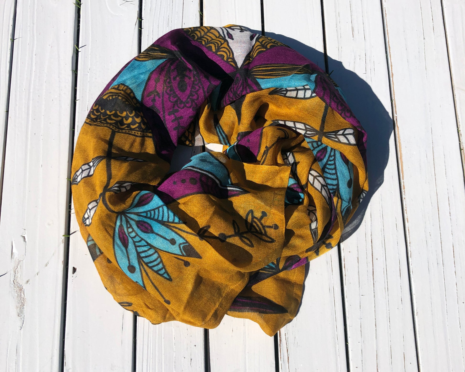 Mustard Geometry Modal Scarf