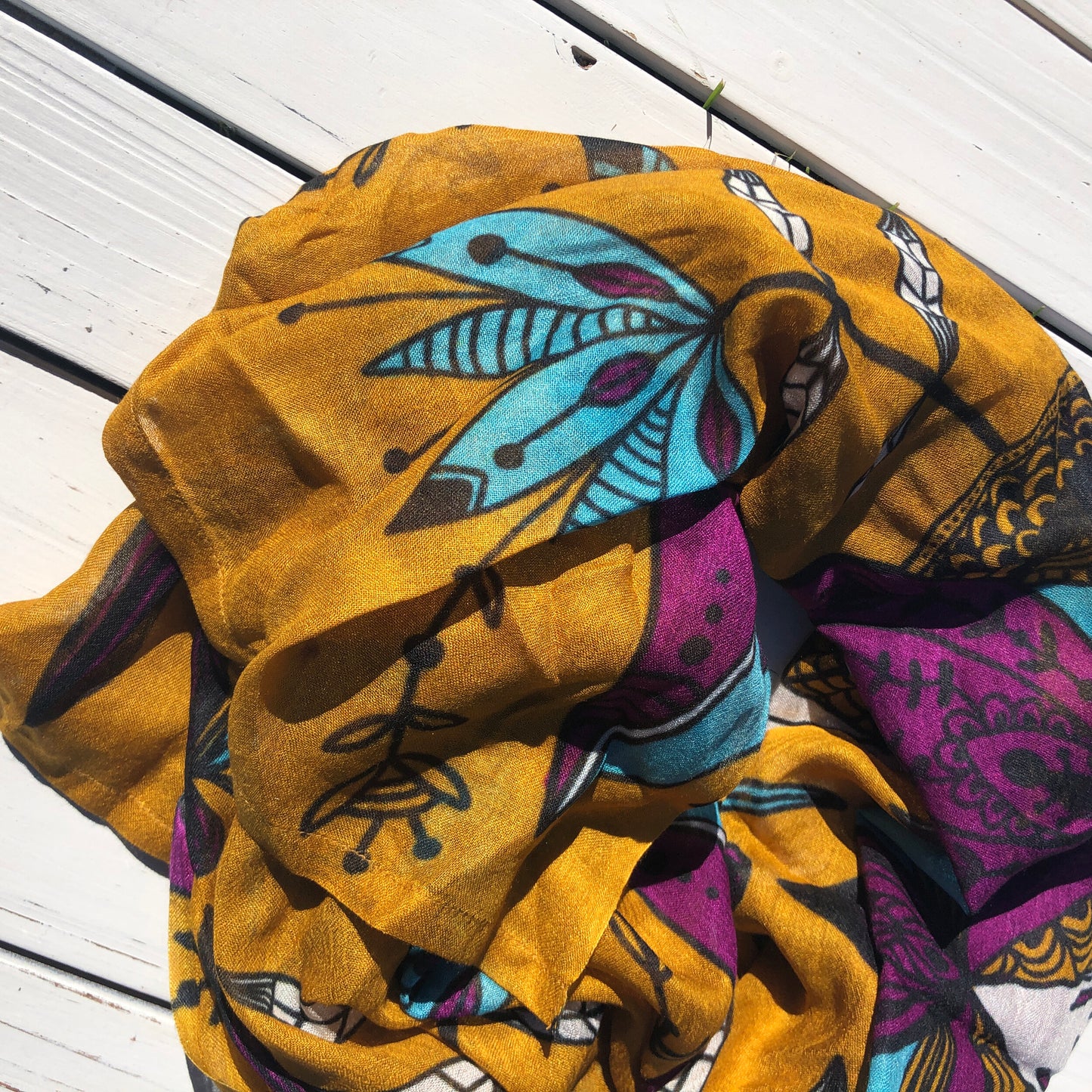 Mustard Geometry Modal Scarf