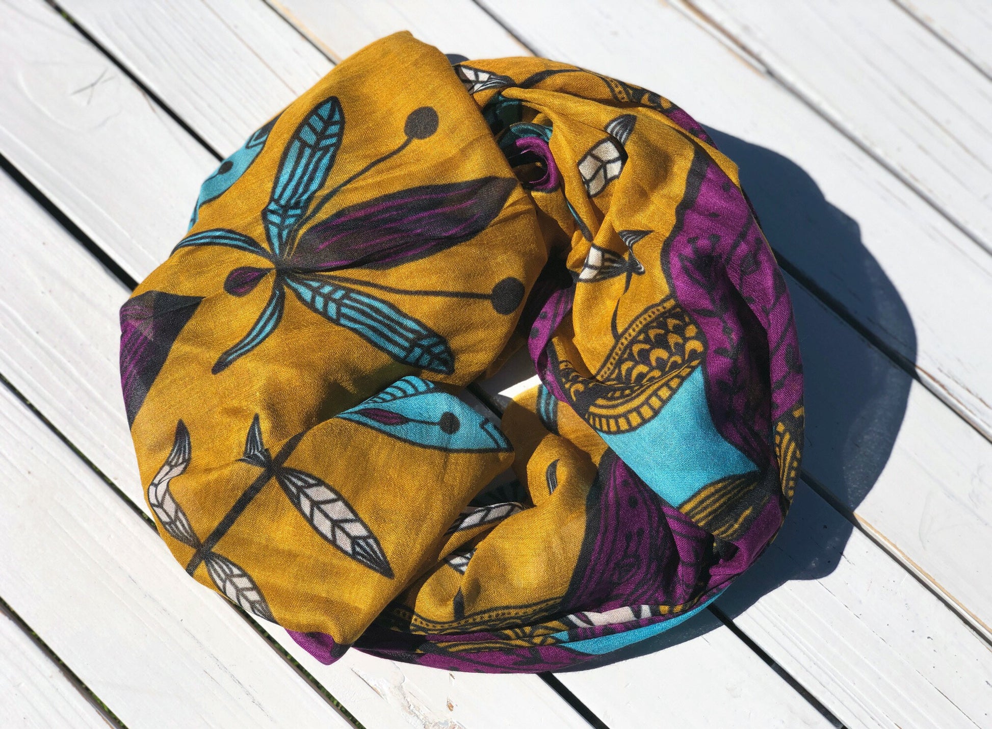 Mustard Geometry Modal Scarf