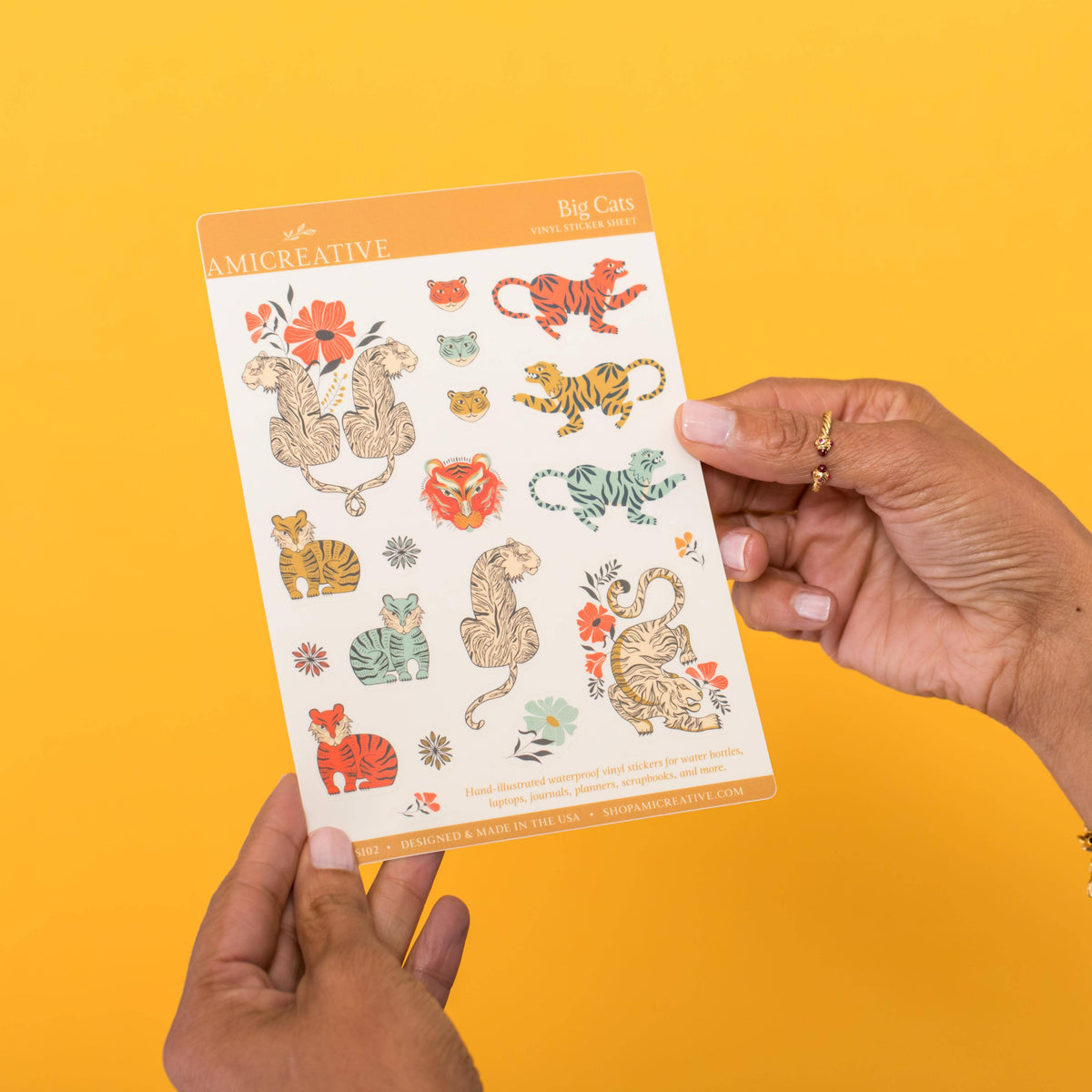 Big Cats Sticker Sheet | Tiger Clear Vinyl Stickers