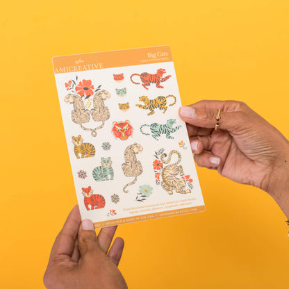 Big Cats Sticker Sheet | Tiger Clear Vinyl Stickers