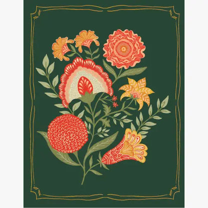 Winter Blooms Gold Foil Floral Greeting Card