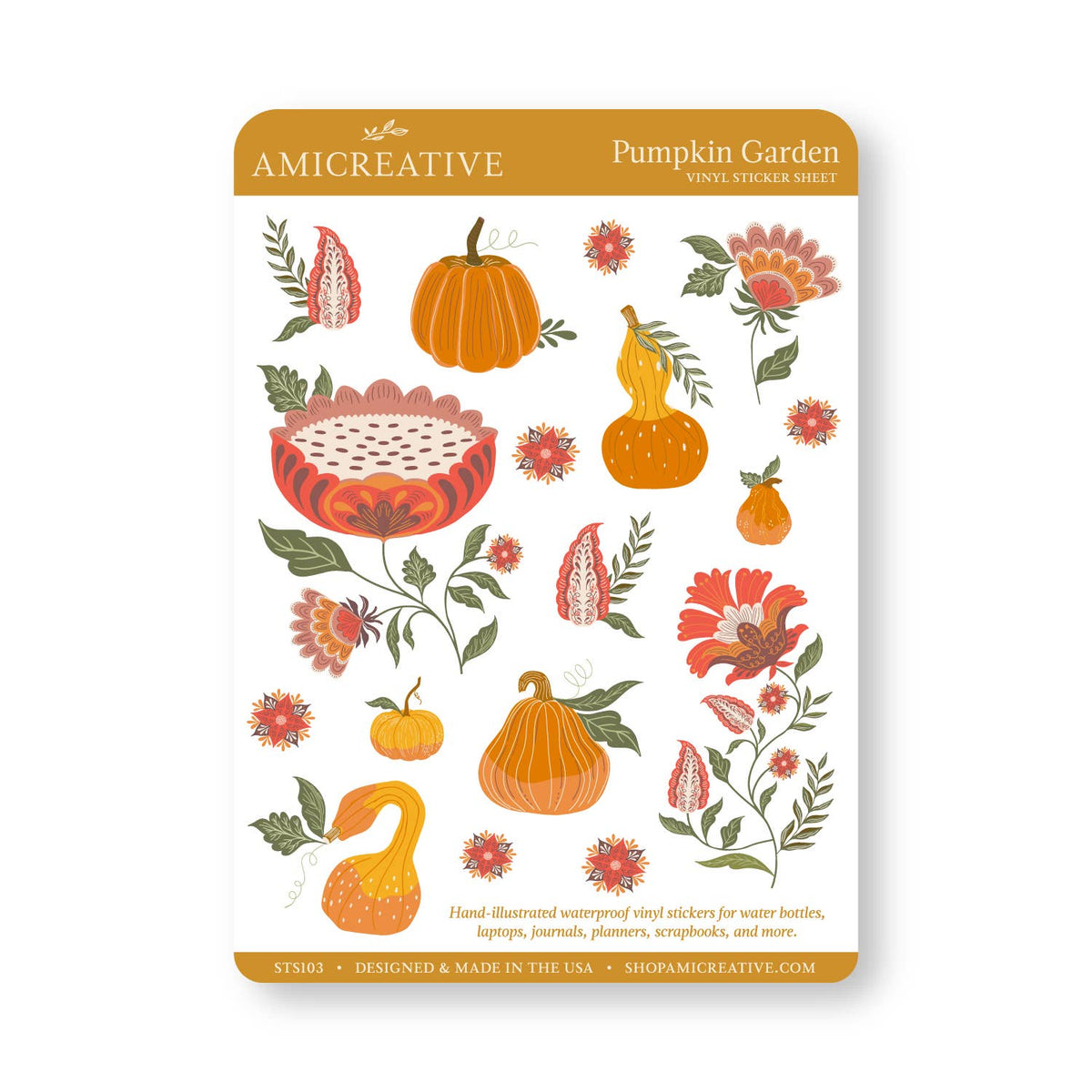 Pumpkin Garden clear vinyl sticker sheet by Amicreative