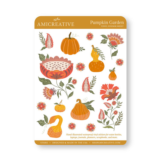Pumpkin Garden clear vinyl sticker sheet by Amicreative