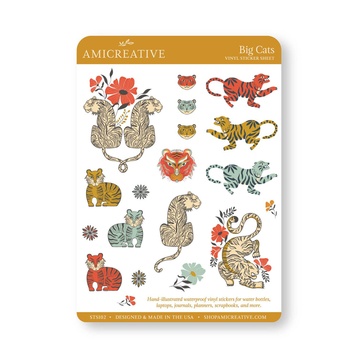 Big Cats clear vinyl sticker sheet by Amicreative