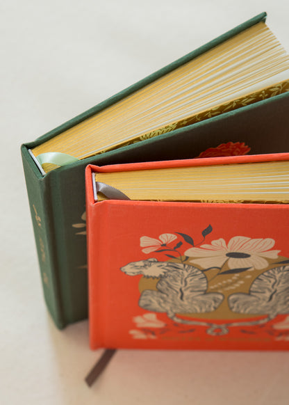Tiger Linen Journal with Gold Foil | Notes & Wonder Hardcover Notebook