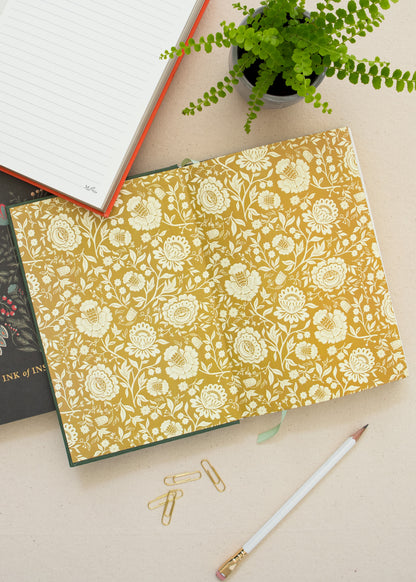 Tiger Linen Journal with Gold Foil | Notes & Wonder Hardcover Notebook