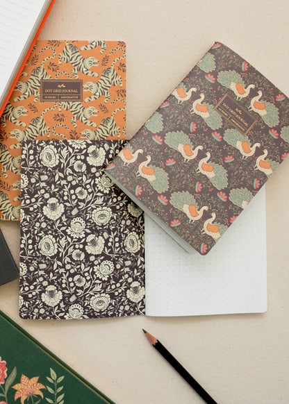 Green Floral Stitched Journal with Gold Foil | Dot Grid Notebook