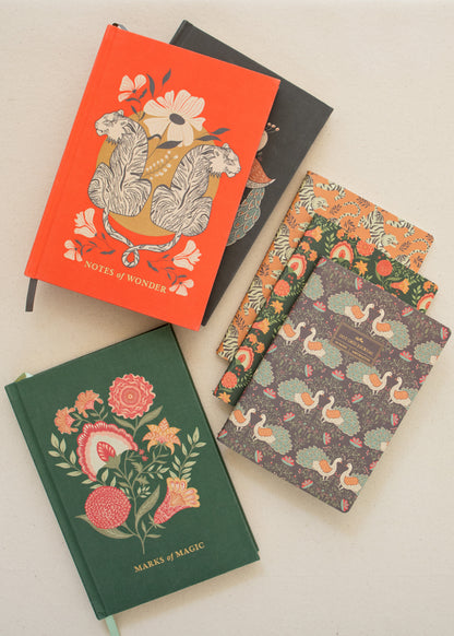 Green Floral Stitched Journal with Gold Foil | Dot Grid Notebook