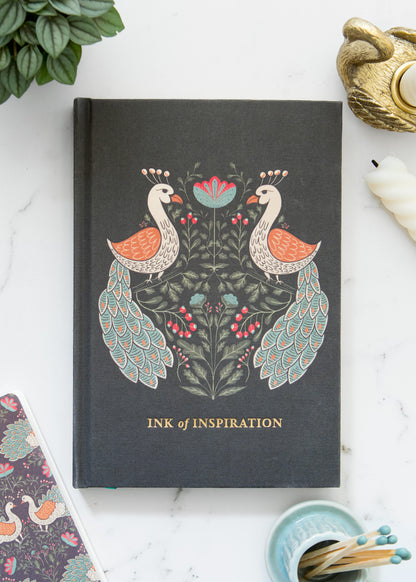 Peacock Linen Journal with Gold Foil | Ink of Inspiration Hardcover Notebook