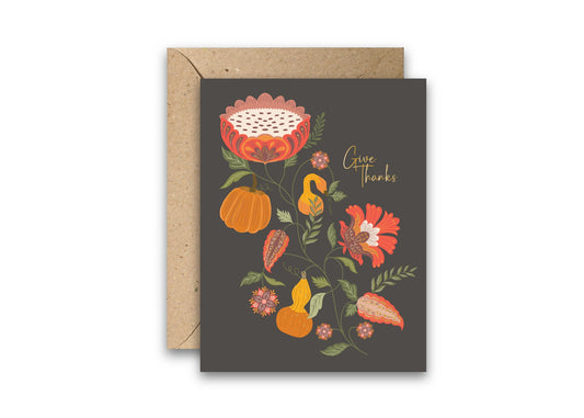 Pumpkin Garden Give Thanks greeting card with envelope