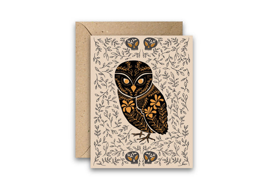 Owl Dark Omens greeting card with envelope
