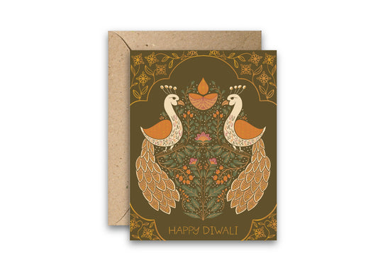 Diwali Birds greeting card with envelope