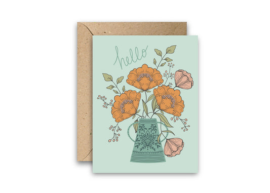 Hello Flowers greeting card with envelope