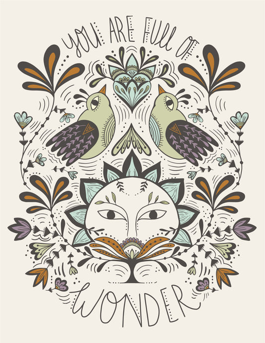 Full of Wonder greeting card front, hand-illustrated by Amita Nair