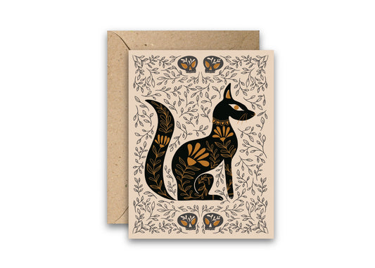 Egyptian Cat Dark Omens greeting card with envelope