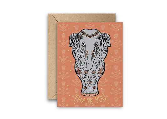 Elephant Thank You greeting card with envelope