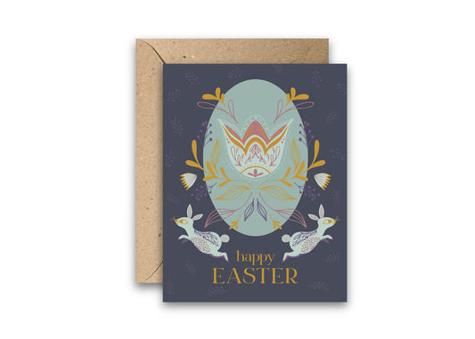 Easter Bunnies & Tulips greeting card with envelope