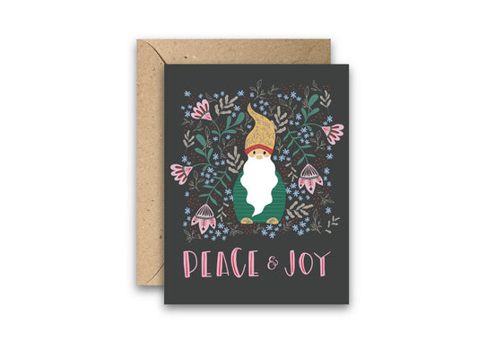 Berry Gnome Holiday greeting card with envelope