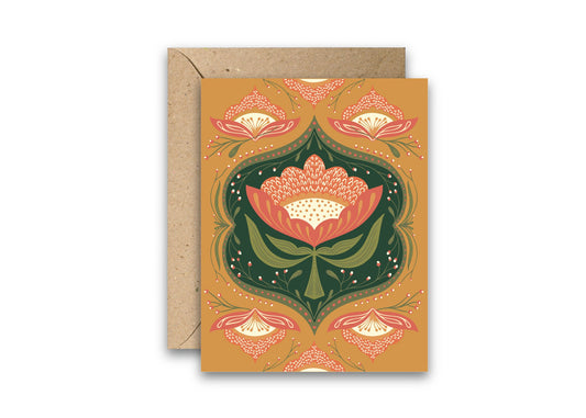 Trellis Blooms greeting card with envelope