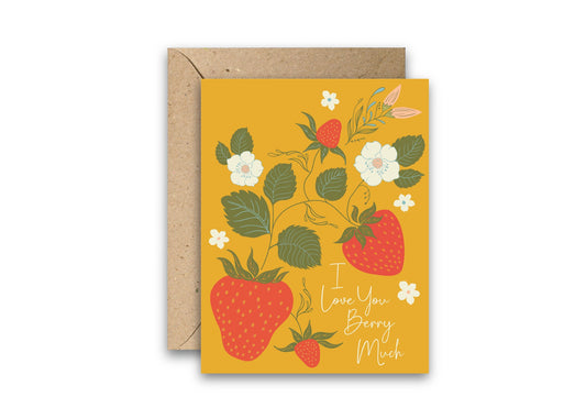 Strawberry Love greeting card with envelope