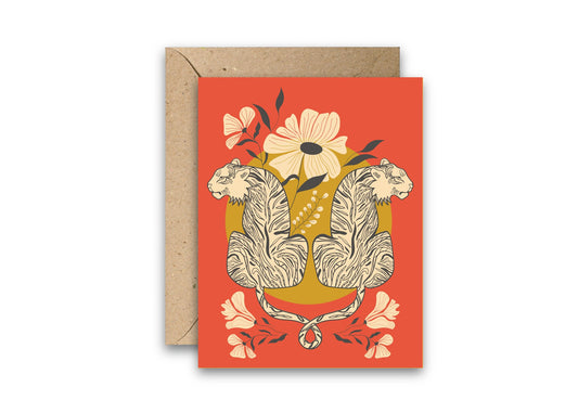 Intwined Tiger greeting card with envelope