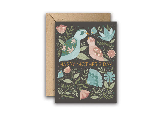 Mother's Day Birds & Blooms greeting card with envelope