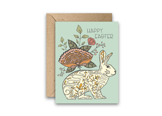Easter Blossom Bunny greeting card with envelope