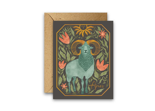 Aries Zodiac Garden greeting card with envelope