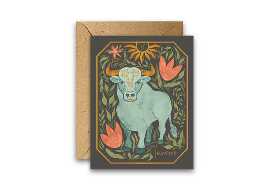 Taurus Zodiac Garden greeting card with envelope