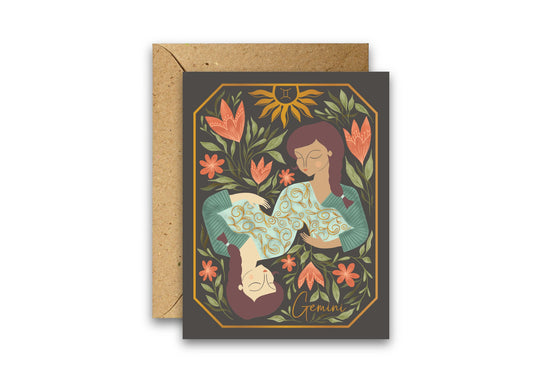 Gemini Zodiac Garden greeting card with envelope