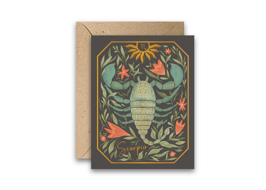 Scorpio Zodiac Garden greeting card with envelope