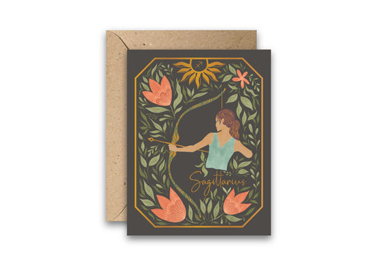 Sagittarius Zodiac Garden greeting card with envelope