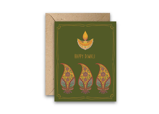 Diwali Lamp greeting card with envelope