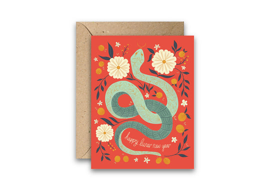 Lunar New Year Snake greeting card with envelope