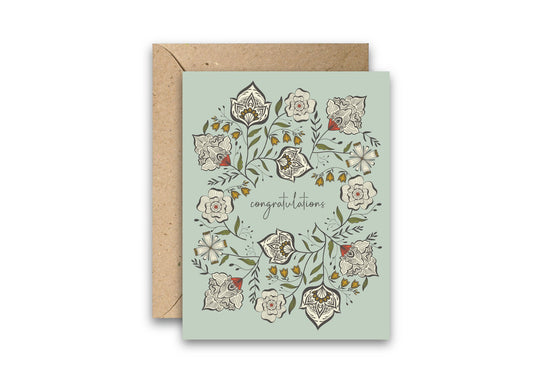 English Garden Congratulations greeting card with envelope