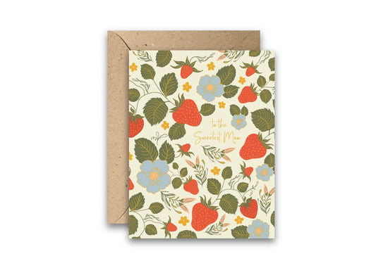 Strawberry Garden Mother's Day greeting card with envelope