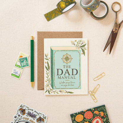 Dad's Manual Father's Day greeting card on linen, hand-illustrated by Amita Nair