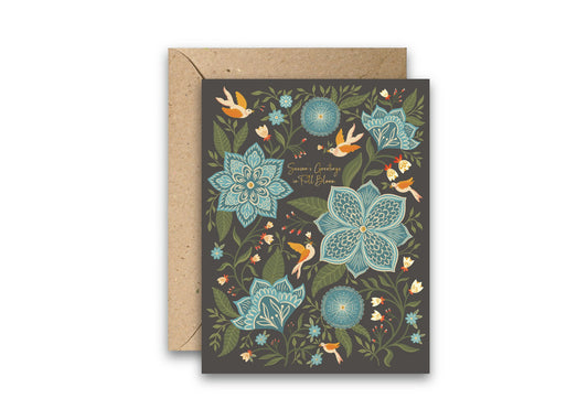 Full Bloom Holiday greeting card with envelope