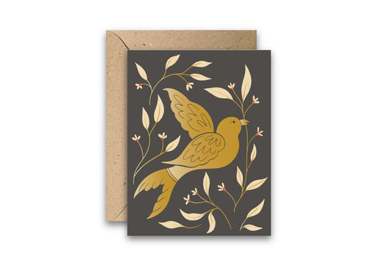 Golden Bird greeting card with envelope
