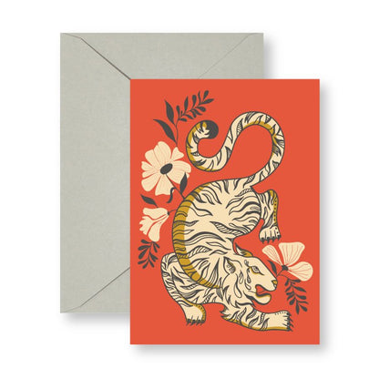 Jungle Tiger mini card with envelope, hand-illustrated by Amita Nair