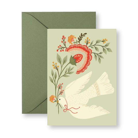 Floral Dove mini card with envelope, hand-illustrated by Amita Nair