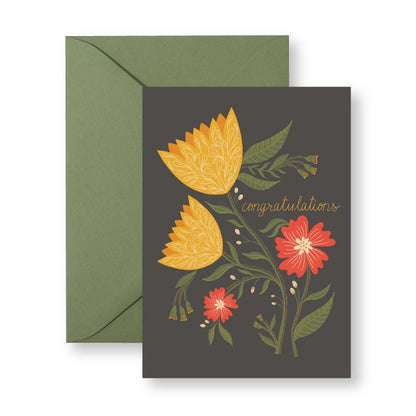 Congratulations Tulips mini card with envelope, hand-illustrated by Amita Nair