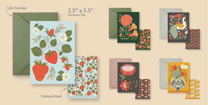 Collection of hand-illustrated Amicreative mini cards