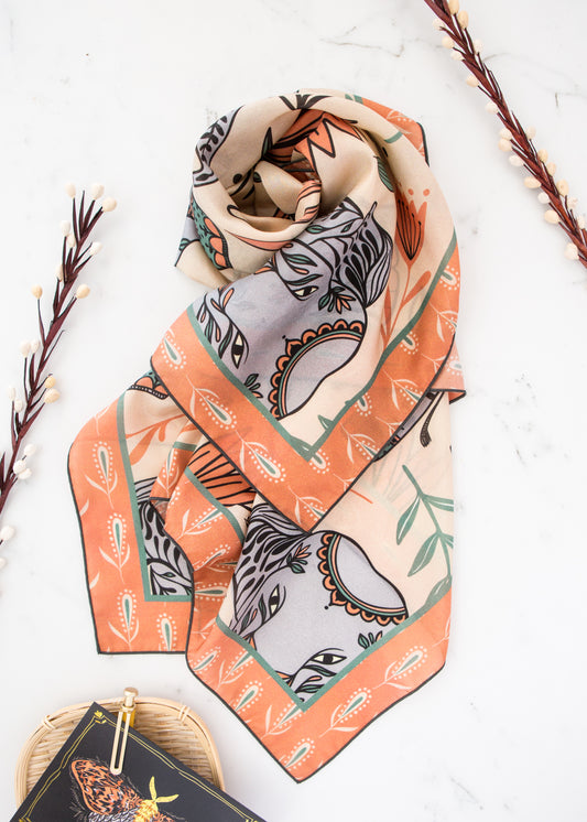 Elephant Jungle Silk Scarf – Luxury Art-Inspired Gift