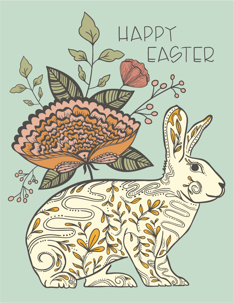 Easter Blossom Bunny Card Greeting Card